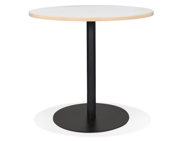 DT02340WHBL 5404028306741 Table bistrot ronde YOGI blanche avec un pied en métal noir - à̃ 80 cm