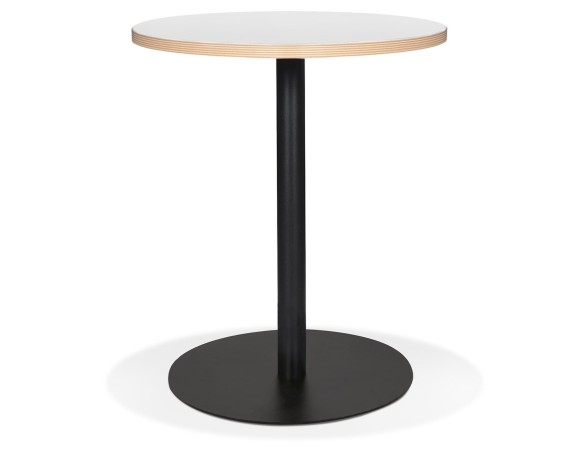 DT02360WHBL 5404028306789 Petite table bistrot ronde YOGI blanche avec un pied en métal noir - à̃ 60 cm