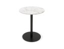 Petite table bistrot ronde TOMY en pierre blanche effet marbre et métal noir - à 60 cm