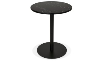 DT02390BLBL 5404028306840 Petite table bistrot ronde TOMY en pierre effet marbre et métal noir - à̃ 60 cm