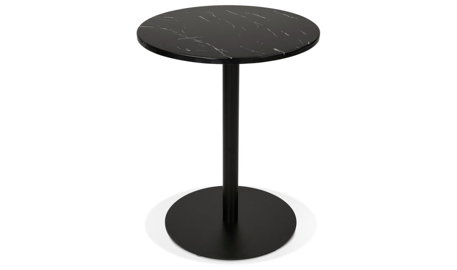 DT02390BLBL 5404028306840 Petite table bistrot ronde TOMY en pierre effet marbre et métal noir - à̃ 60 cm