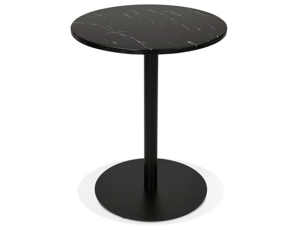DT02390BLBL 5404028306840 Petite table bistrot ronde TOMY en pierre effet marbre et métal noir - à̃ 60 cm