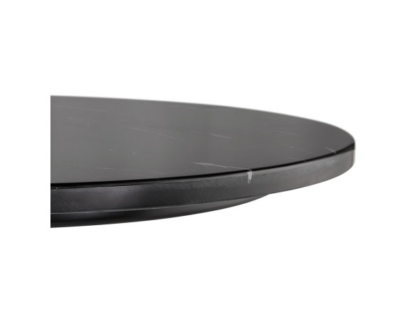 Petite table bistrot ronde TOMY en pierre effet marbre et métal noir - à 60 cm