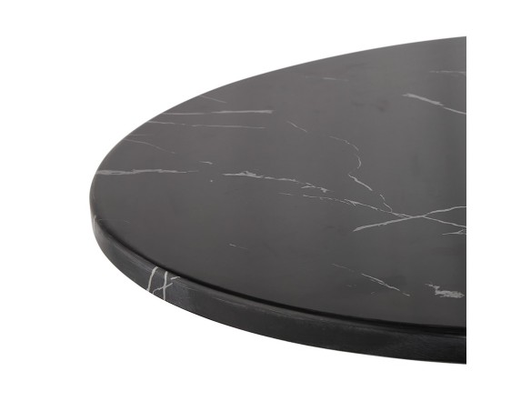 Petite table bistrot ronde TOMY en pierre effet marbre et métal noir - à 60 cm