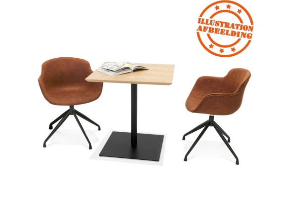 Table carrée design SUMO en bois finition naturelle et métal noir - 70x70 cm