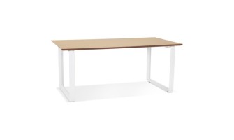 OT01510NAWH 5404028323496 Grand bureau droit de direction GIMINI en bois finition naturelle et métal blanc - 180x90 cm