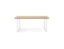Grand bureau droit de direction GIMINI en bois finition naturelle et métal blanc - 180x90 cm