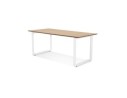 Grand bureau droit de direction GIMINI en bois finition naturelle et métal blanc - 180x90 cm