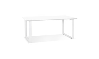 OT01520WHWH 5404028323519 Grand bureau droit de direction GIMINI en bois et métal blanc - 180x90 cm