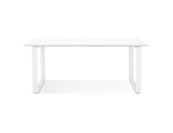 Grand bureau droit de direction GIMINI en bois et métal blanc - 180x90 cm