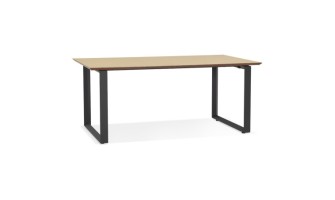 OT01570NABL 5404028323618 Grand bureau droit de direction GIMINI en bois finition naturelle et métal noir - 180x90 cm
