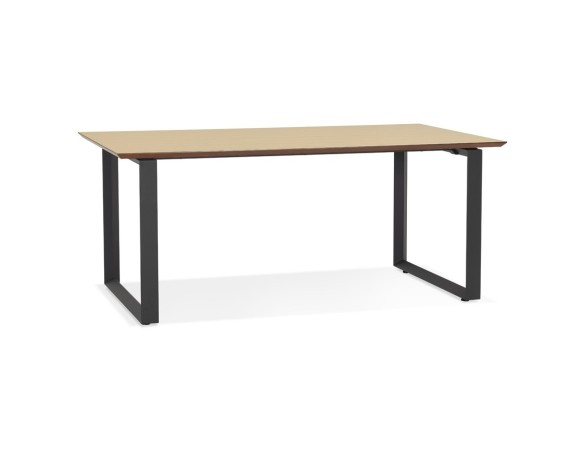 OT01570NABL 5404028323618 Grand bureau droit de direction GIMINI en bois finition naturelle et métal noir - 180x90 cm