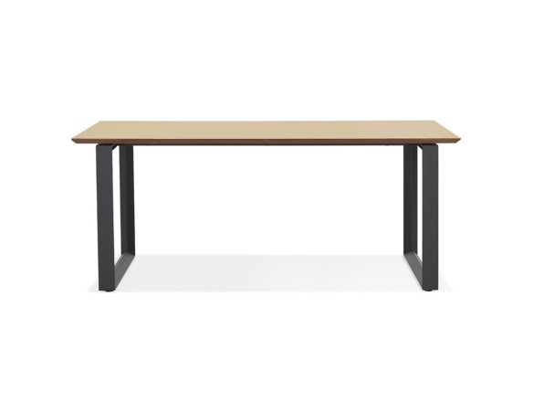 Grand bureau droit de direction GIMINI en bois finition naturelle et métal noir - 180x90 cm