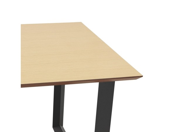 Grand bureau droit de direction GIMINI en bois finition naturelle et métal noir - 180x90 cm