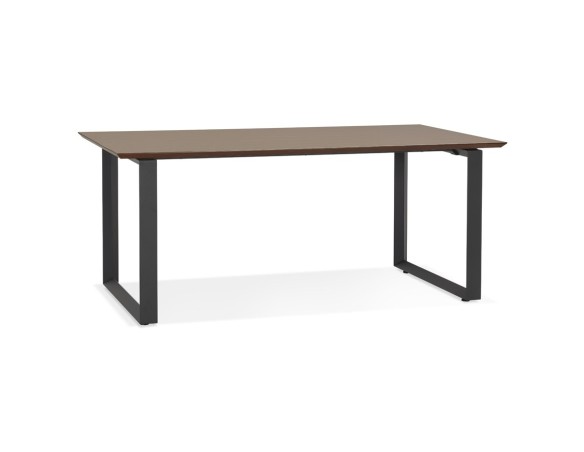 OT01580WABL 5404028323632 Grand bureau droit de direction GIMINI en bois finition Noyer et métal noir - 180x90 cm