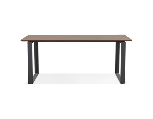Grand bureau droit de direction GIMINI en bois finition Noyer et métal noir - 180x90 cm