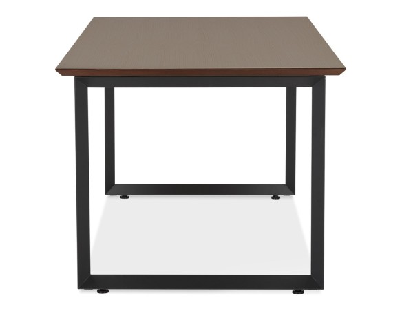 Grand bureau droit de direction GIMINI en bois finition Noyer et métal noir - 180x90 cm