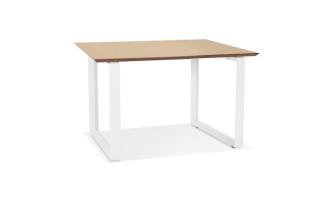 OT01630NAWH 5404028323731 Bureau de direction droit GIMINI en bois finition naturelle et métal blanc - 130x70 cm