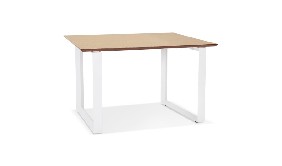 OT01630NAWH 5404028323731 Bureau de direction droit GIMINI en bois finition naturelle et métal blanc - 130x70 cm