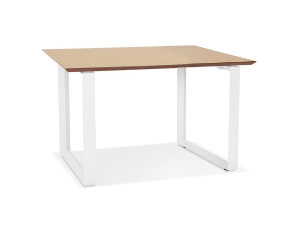 OT01630NAWH 5404028323731 Bureau de direction droit GIMINI en bois finition naturelle et métal blanc - 130x70 cm