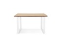 Bureau de direction droit GIMINI en bois finition naturelle et métal blanc - 130x70 cm