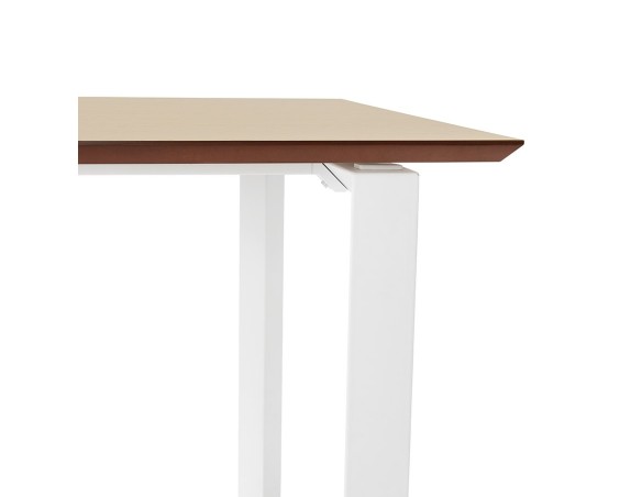 Bureau de direction droit GIMINI en bois finition naturelle et métal blanc - 130x70 cm