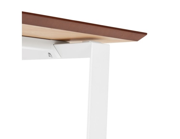 Bureau de direction droit GIMINI en bois finition naturelle et métal blanc - 130x70 cm
