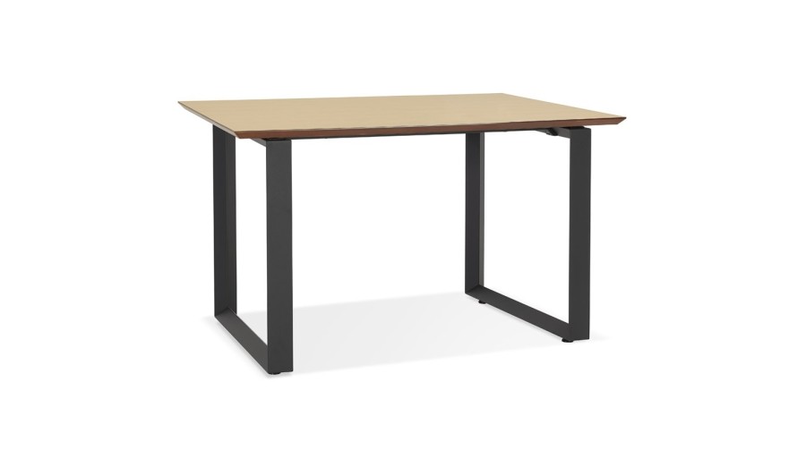 OT01660NABL 5404028323793 Bureau de direction droit GIMINI en bois finition naturelle et métal noir - 130x70 cm