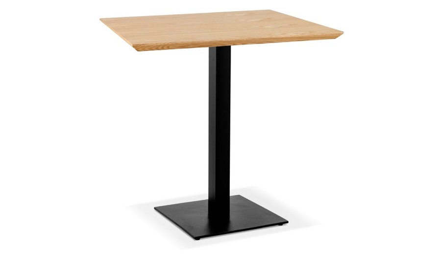 DT03380NABL 5404028343012 Petite table à diner carrée REGIS en bois finition naturelle et fonte noire - 70x70 cm