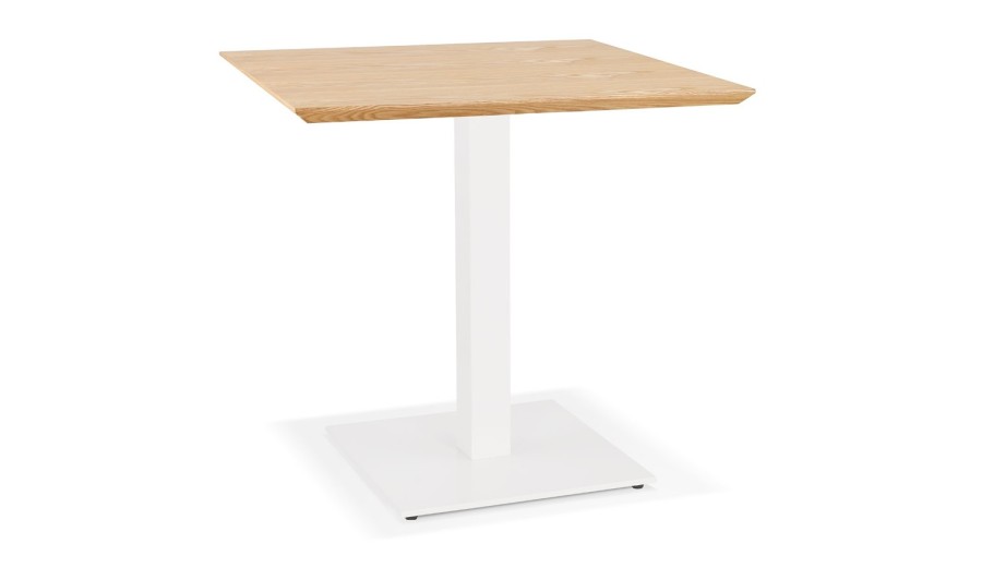 DT03410NAWH 5404028343074 Petite table à diner carrée REGIS en bois finition naturelle et fonte blanche - 70x70 cm