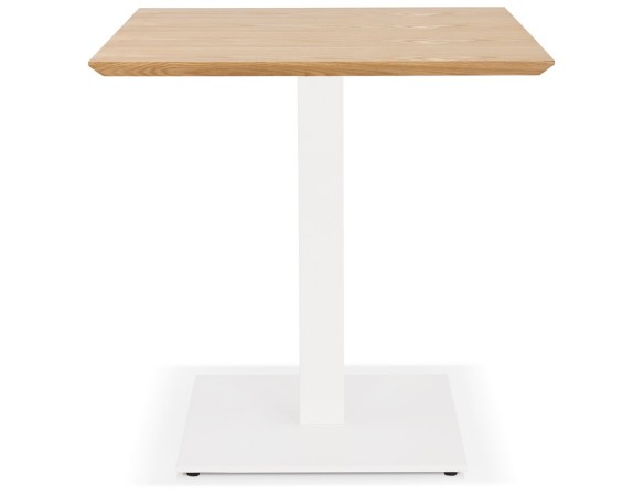 Petite table à diner carrée REGIS en bois finition naturelle et fonte blanche - 70x70 cm