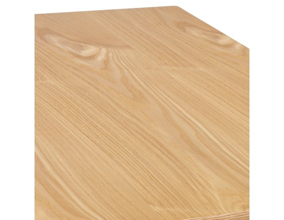 Petite table à diner carrée REGIS en bois finition naturelle et fonte blanche - 70x70 cm