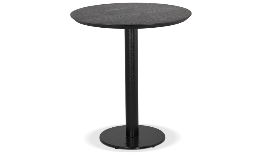 DT03440BLBL 5404028343135 Petite table à diner BASTILLE ronde en bois et fonte noire - à̃ 60 cm