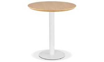 DT03460NAWH 5404028343173 Petite table à diner BASTILLE ronde en bois finition naturelle et fonte blanche - à̃ 60 cm