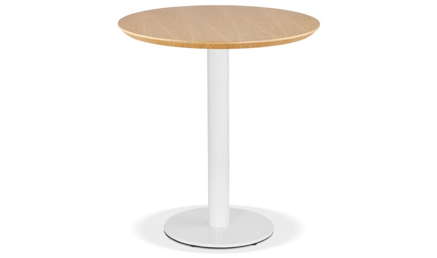 DT03460NAWH 5404028343173 Petite table à diner BASTILLE ronde en bois finition naturelle et fonte blanche - à̃ 60 cm