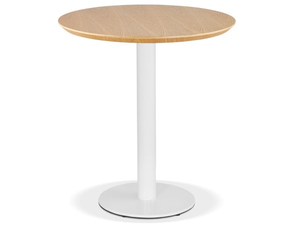 DT03460NAWH 5404028343173 Petite table à diner BASTILLE ronde en bois finition naturelle et fonte blanche - à̃ 60 cm