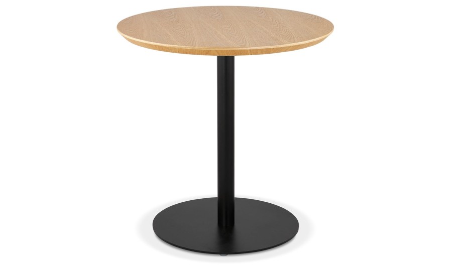 DT03470NABL 5404028343203 Petite table à diner DEXTER ronde en bois finition naturelle et métal noir - à̃ 60 cm