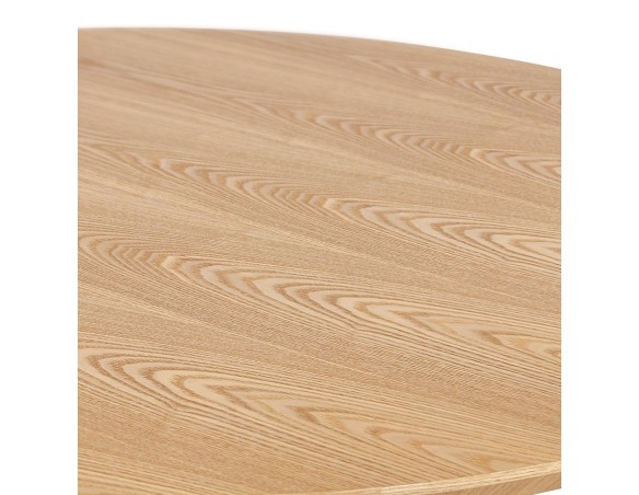 Petite table à diner DEXTER ronde en bois finition naturelle et métal noir - à 60 cm