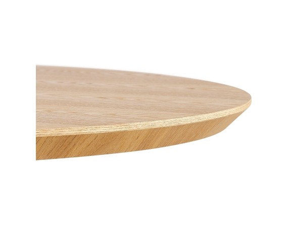 Petite table à diner DEXTER ronde en bois finition naturelle et métal noir - à 60 cm