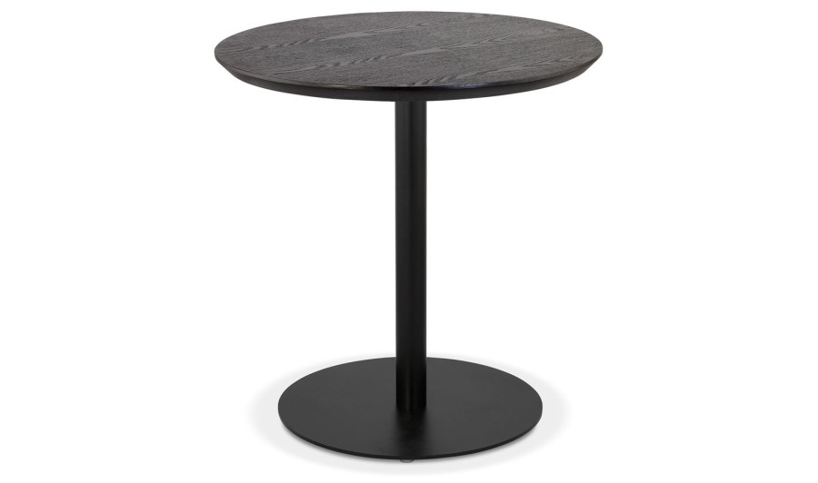 DT03480BLBL 5404028343227 Petite table à diner DEXTER ronde en bois noir et métal noir - à̃ 60 cm
