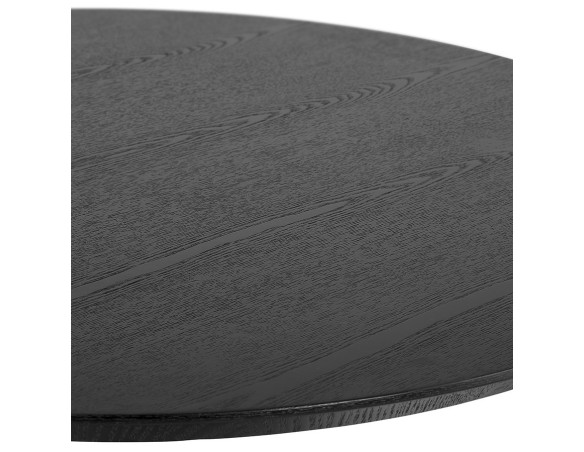 Petite table à diner DEXTER ronde en bois noir et métal noir - à 60 cm