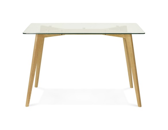 Petite table / bureau droit BUGY en verre - 120x80 cm