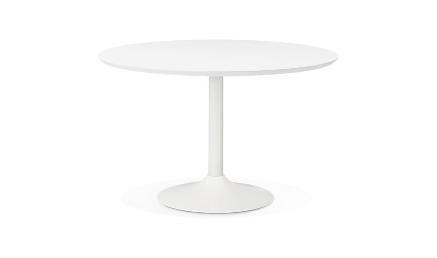DT00450WH 5420072039312 Table à diner/de bureau ronde BARABAR en bois blanc - à̃ 120 cm