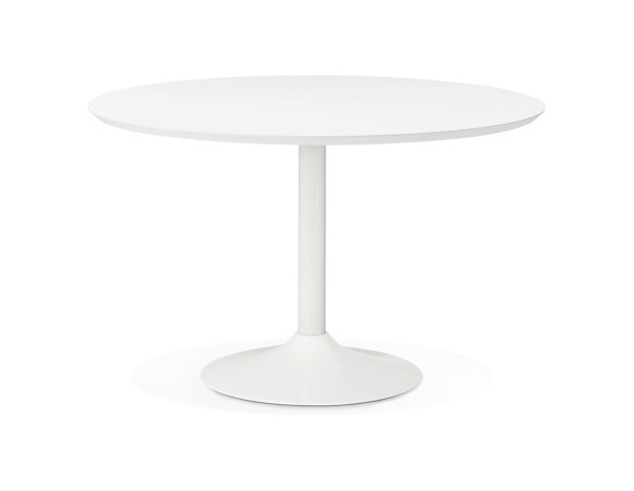 DT00450WH 5420072039312 Table à diner/de bureau ronde BARABAR en bois blanc - à̃ 120 cm
