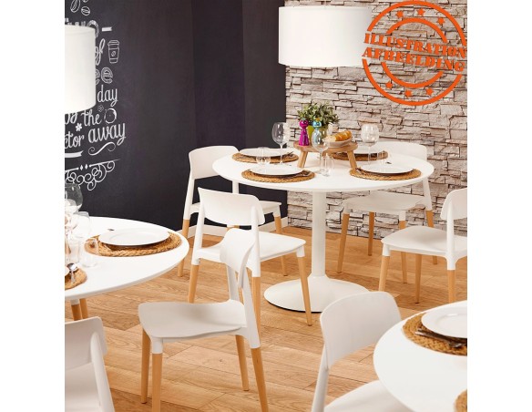 Table à diner/de bureau ronde BARABAR en bois blanc - à 120 cm