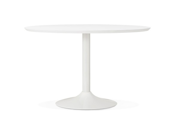 Table à diner/de bureau ronde BARABAR en bois blanc - à 120 cm