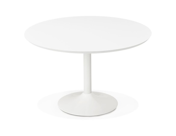 Table à diner/de bureau ronde BARABAR en bois blanc - à 120 cm