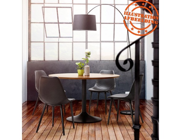 Table à diner/de bureau ronde CHEF en bois noir finition Frêne - à 120 cm