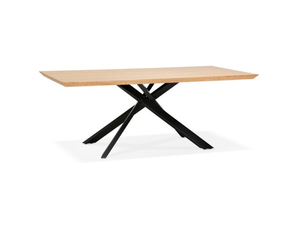 Table à diner avec pied central en x WALABY en bois finition naturelle - 200x100 cm