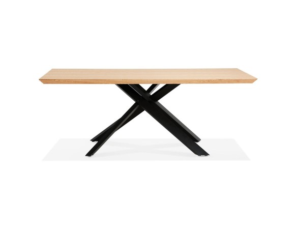 Table à diner avec pied central en x WALABY en bois finition naturelle - 200x100 cm